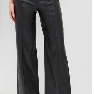 NWT DAZE DENIM FAR OUT High-Rise Black Faux Leather Wide-Leg Pants